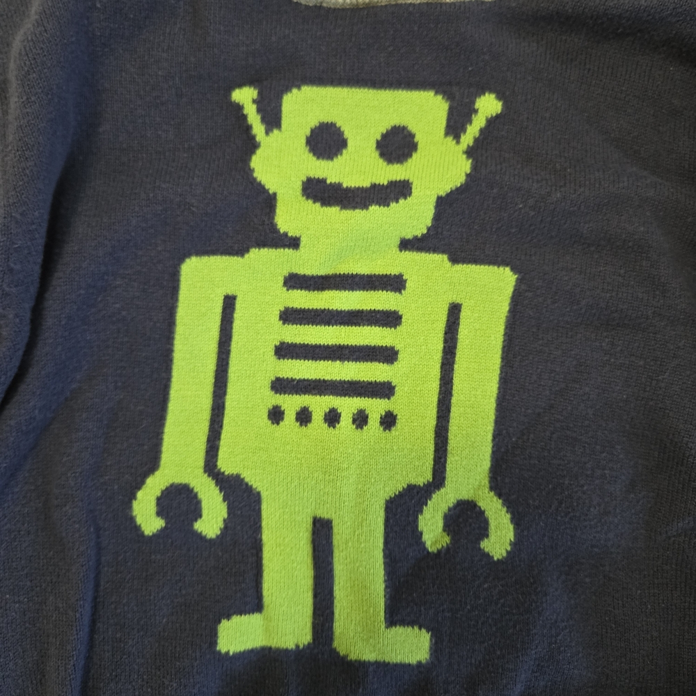 Circo 3T Dark Blue Sweater with Neon Green Robot EUC